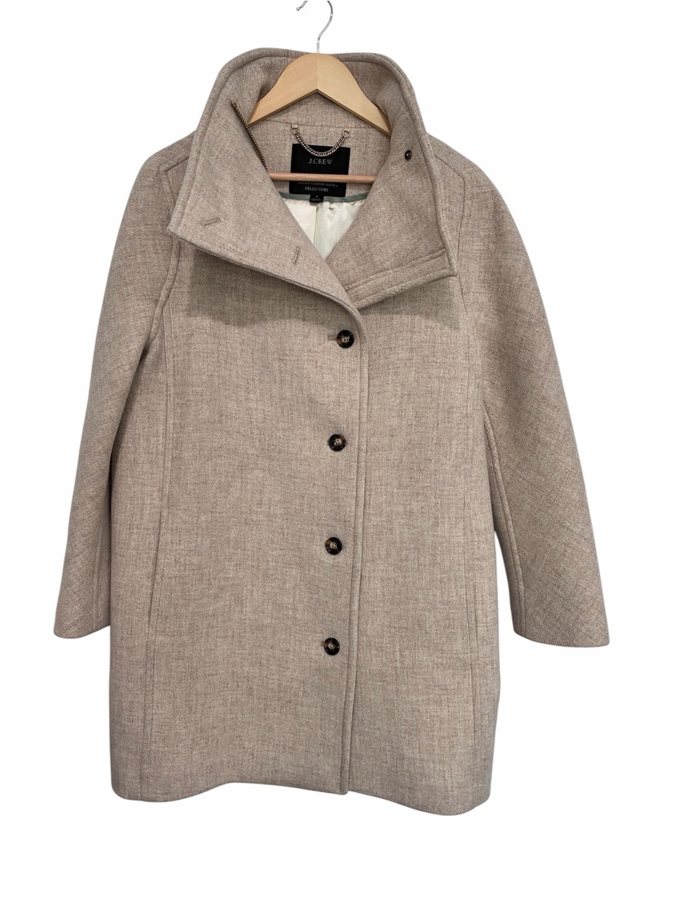 J. Crew Villa Coat women’s Italian Stadium cloth funnel neck  in Taupe